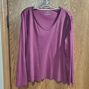 Talbots long sleeve V-neck tee shirt - Wine/plum color - Size XL
